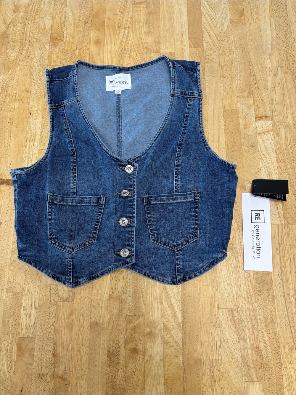 NWT RE Generation by Celebrity Pink Cropped Denim Vest